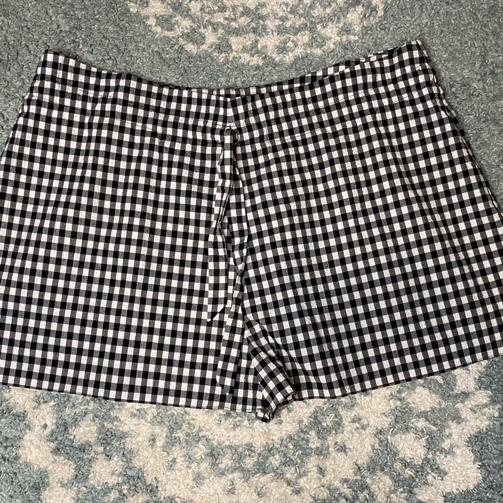 Paper London Gingham Tie Black and White Checkered Shorts Size 12